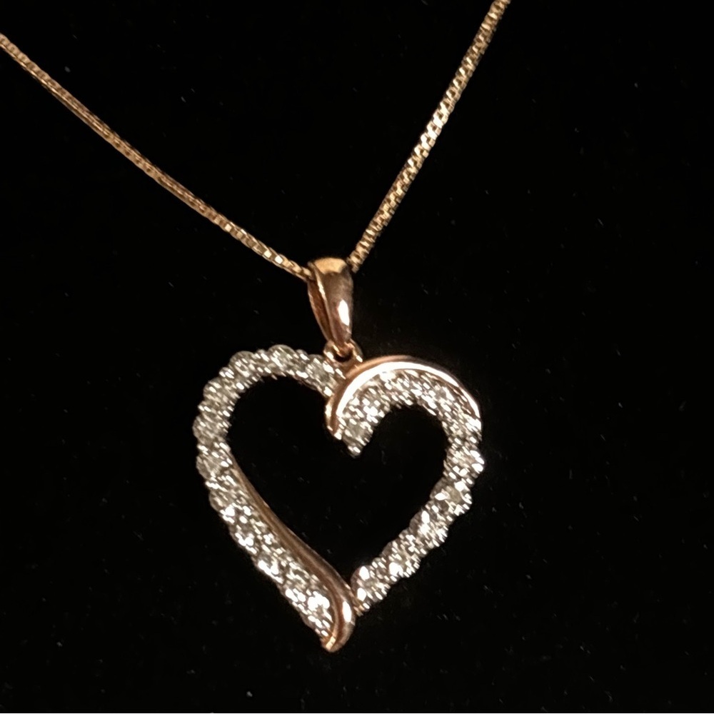 Rose gold over with diamond heart pendant 925 Italy OTC new
